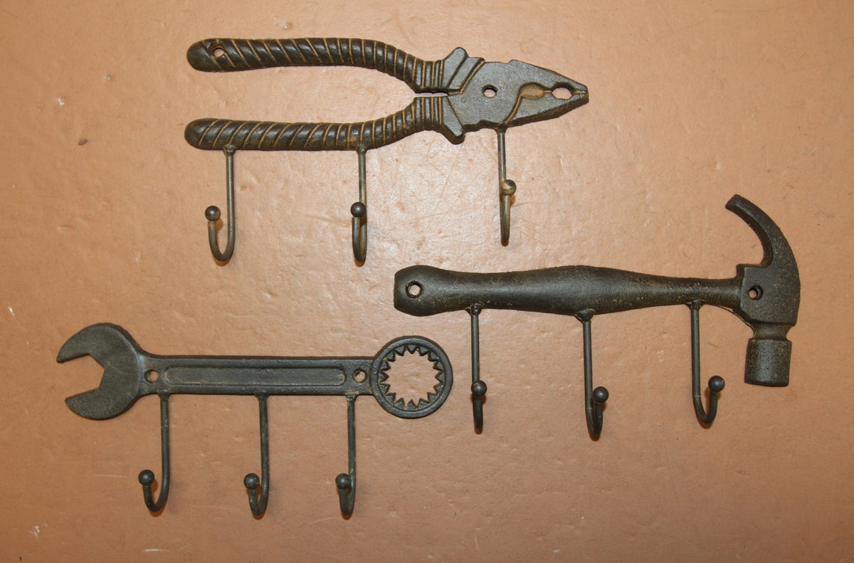 3 Triple Wall Hooks,Tools,Work Shop OrganizationWork Shop Decor,Country Accents,Fathers Day Gifts,H-35,3638