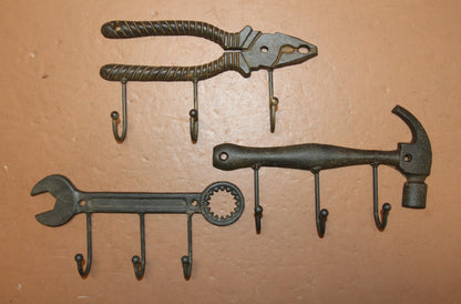 3 Triple Wall Hooks,Tools,Work Shop OrganizationWork Shop Decor,Country Accents,Fathers Day Gifts,H-35,3638