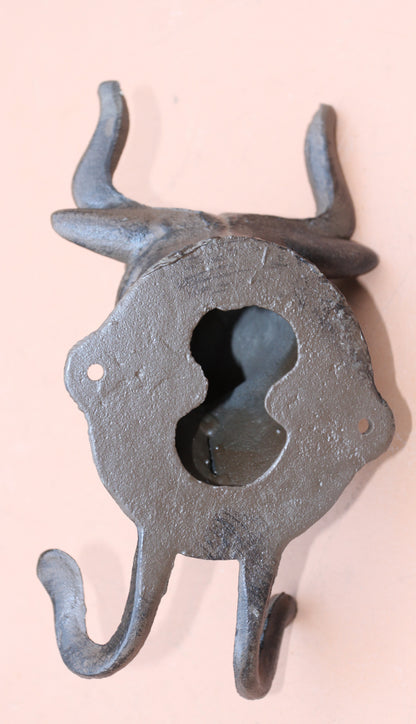 Giant BULL Wall Hook,Cattle Decor,Double Hook,Farm,Ranch Accent,Heavy Metal,Hanging Storage,H-81B