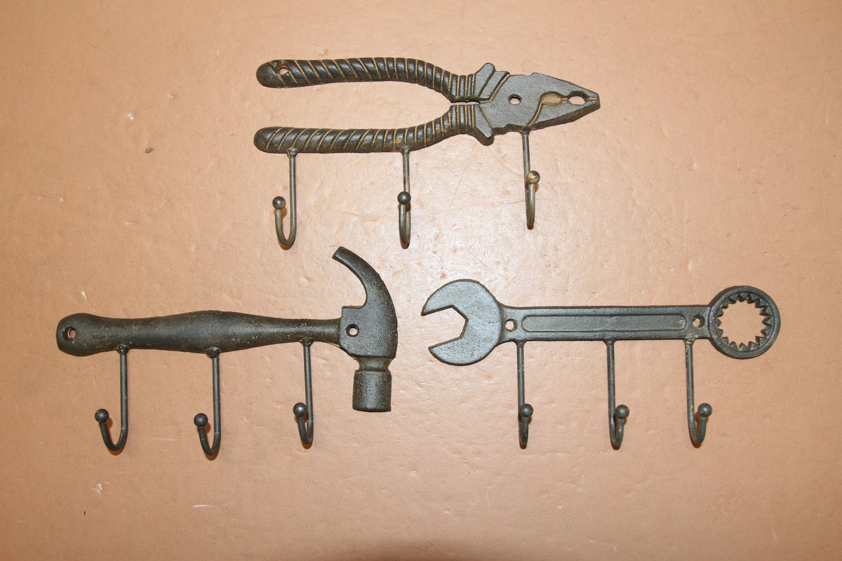 3 Triple Wall Hooks,Tools,Work Shop OrganizationWork Shop Decor,Country Accents,Fathers Day Gifts,H-35,3638