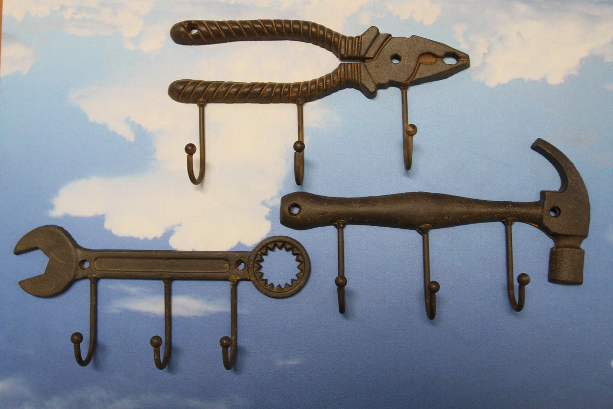 3 Triple Wall Hooks,Tools,Work Shop OrganizationWork Shop Decor,Country Accents,Fathers Day Gifts,H-35,3638