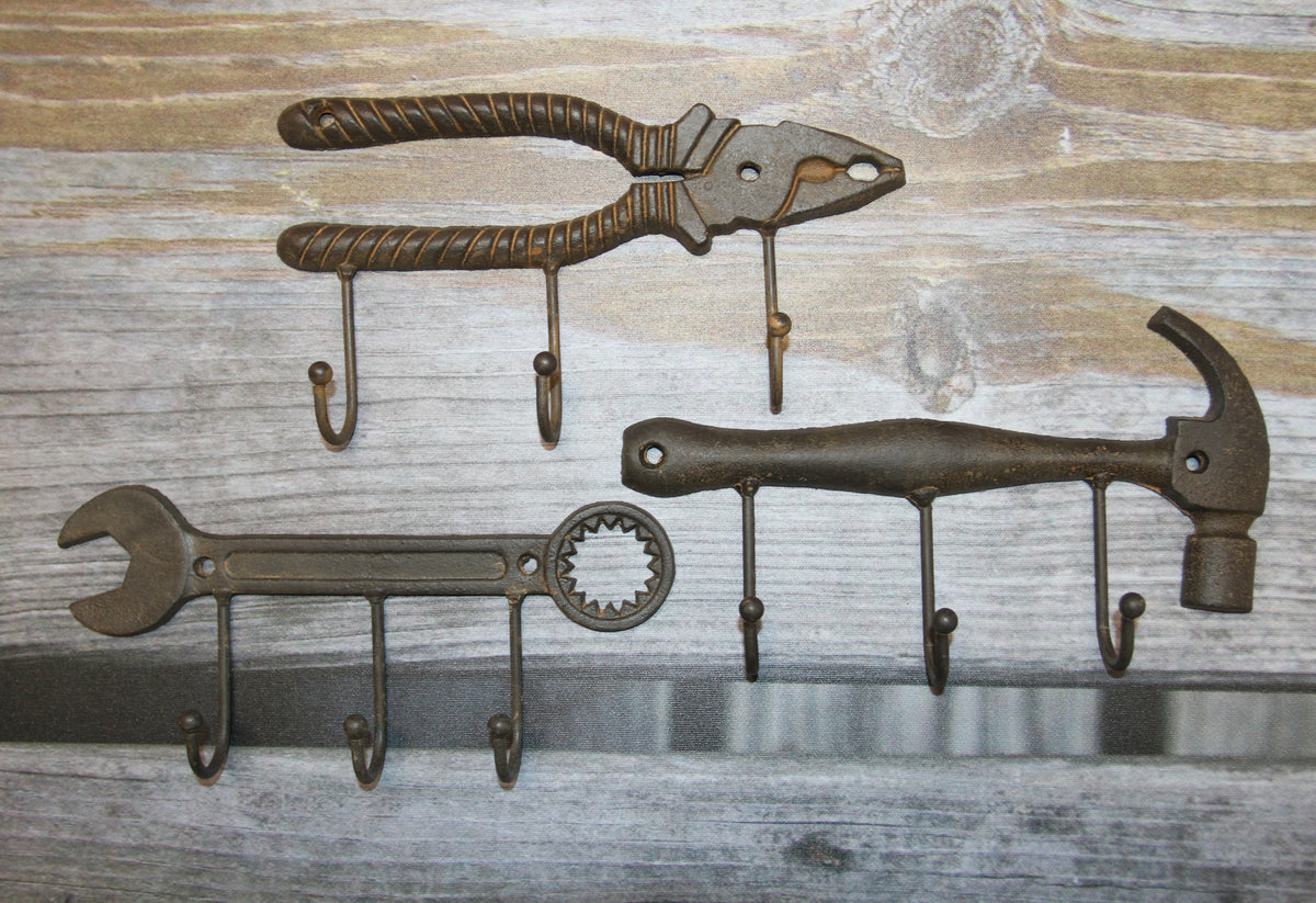 3 Triple Wall Hooks,Tools,Work Shop OrganizationWork Shop Decor,Country Accents,Fathers Day Gifts,H-35,3638
