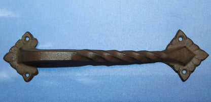 1-LARGE Gate Handle,Twisted Metal Design,Country Decor,Wood Door Pull,Gifts, HW-48