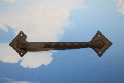 1-LARGE Gate Handle,Twisted Metal Design,Country Decor,Wood Door Pull,Gifts, HW-48