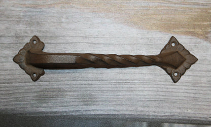 1-LARGE Gate Handle,Twisted Metal Design,Country Decor,Wood Door Pull,Gifts, HW-48