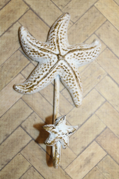 1-SEAFOAM STARFISH WALL HOOK,Large Generous Hook Opening,Beach Decor,Coastal Accents,Gifts,BL-53W