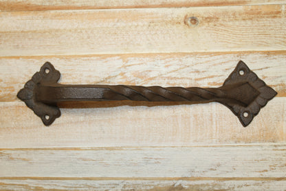 1-LARGE Gate Handle,Twisted Metal Design,Country Decor,Wood Door Pull,Gifts, HW-48