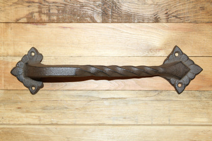 1-LARGE Gate Handle,Twisted Metal Design,Country Decor,Wood Door Pull,Gifts, HW-48