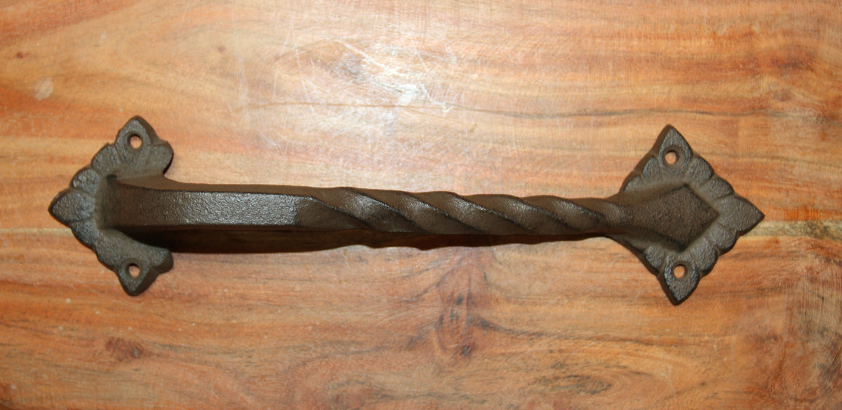 1-LARGE Gate Handle,Twisted Metal Design,Country Decor,Wood Door Pull,Gifts, HW-48