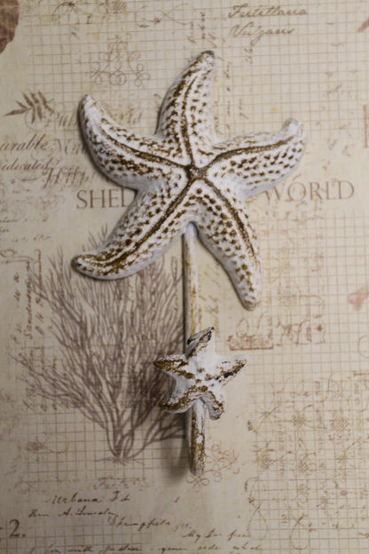 1-SEAFOAM STARFISH WALL HOOK,Large Generous Hook Opening,Beach Decor,Coastal Accents,Gifts,BL-53W