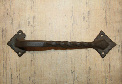 1-LARGE Gate Handle,Twisted Metal Design,Country Decor,Wood Door Pull,Gifts, HW-48