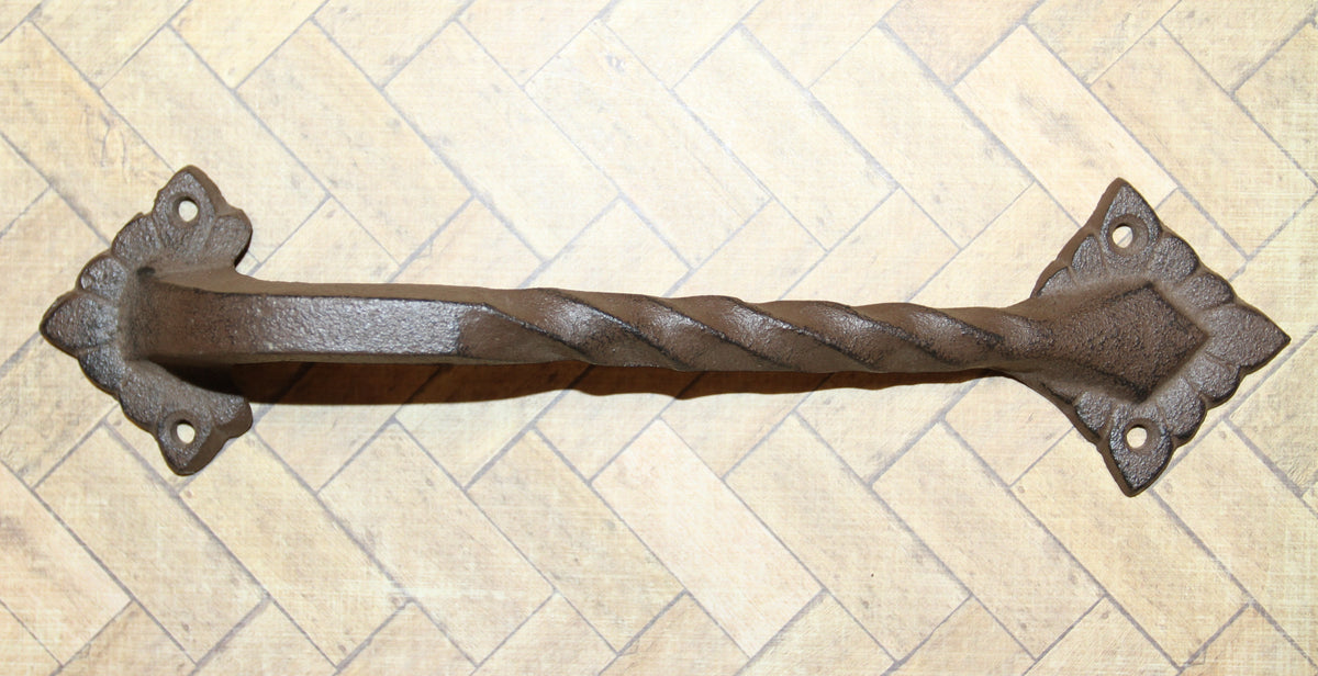 1-LARGE Gate Handle,Twisted Metal Design,Country Decor,Wood Door Pull,Gifts, HW-48
