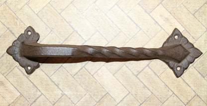 1-LARGE Gate Handle,Twisted Metal Design,Country Decor,Wood Door Pull,Gifts, HW-48