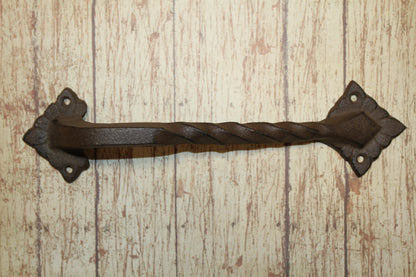 1-LARGE Gate Handle,Twisted Metal Design,Country Decor,Wood Door Pull,Gifts, HW-48