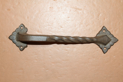 1-LARGE Gate Handle,Twisted Metal Design,Country Decor,Wood Door Pull,Gifts, HW-48