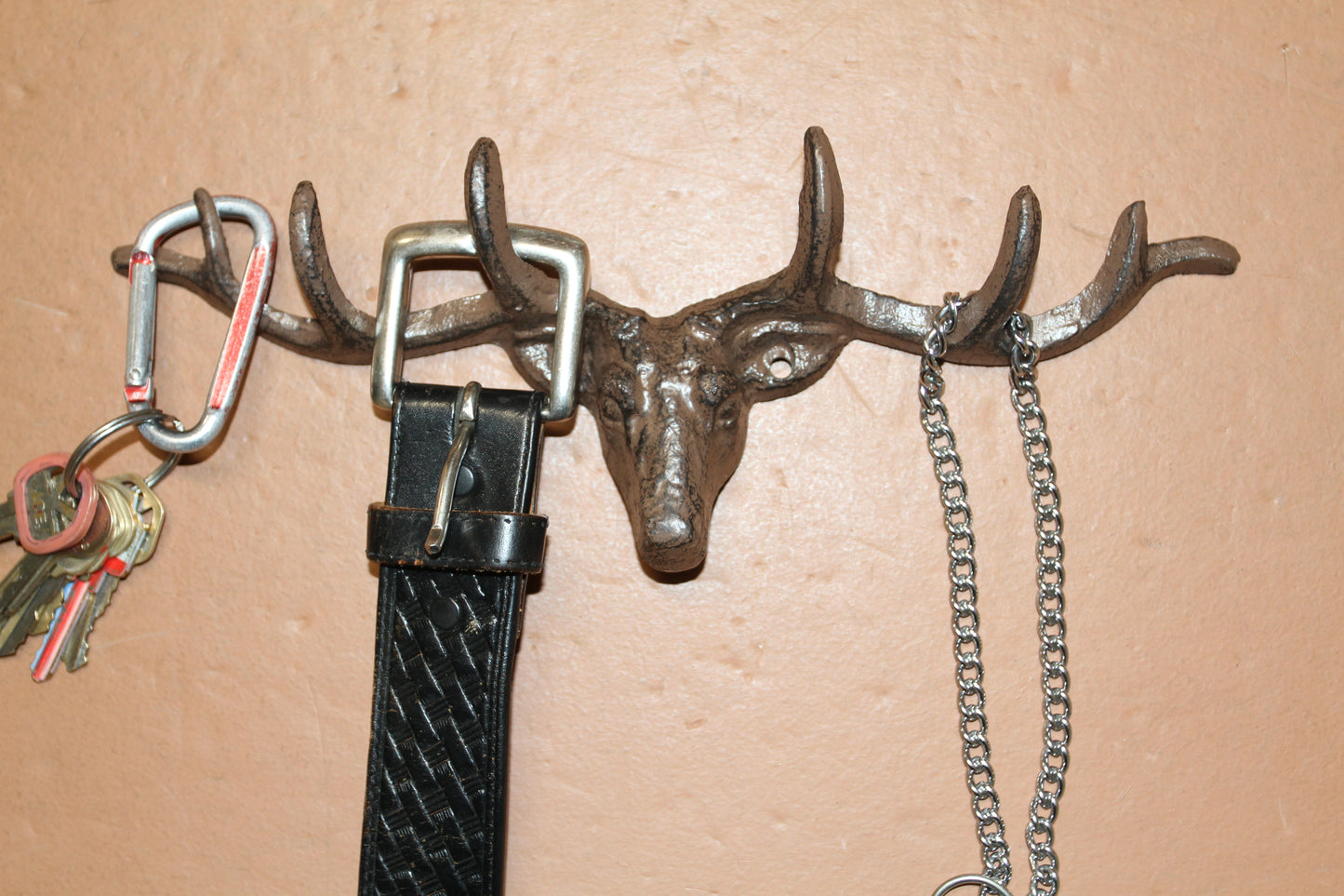 1-Large Wall Hook,DEER ANTLER RACK, 6 Useful Hooks,Western Decor,Hunting Accents, W-73