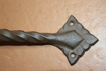 1-LARGE Gate Handle,Twisted Metal Design,Country Decor,Wood Door Pull,Gifts, HW-48