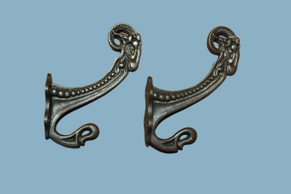 2-Large Double Wall Hooks,Elegant Victorian Design,Hanging Storage Solution,Free Ship,N-50A