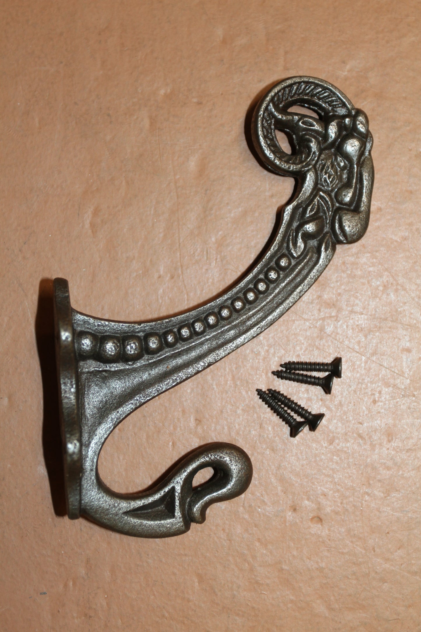 2-Large Double Wall Hooks,Elegant Victorian Design,Hanging Storage Solution,Free Ship,N-50A