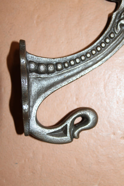 2-Large Double Wall Hooks,Elegant Victorian Design,Hanging Storage Solution,Free Ship,N-50A