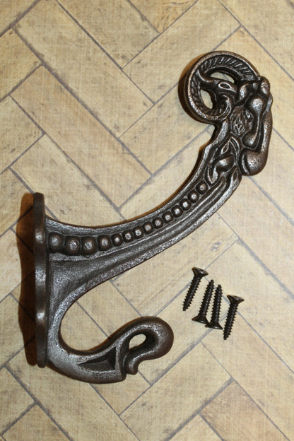 2-Large Double Wall Hooks,Elegant Victorian Design,Hanging Storage Solution,Free Ship,N-50A