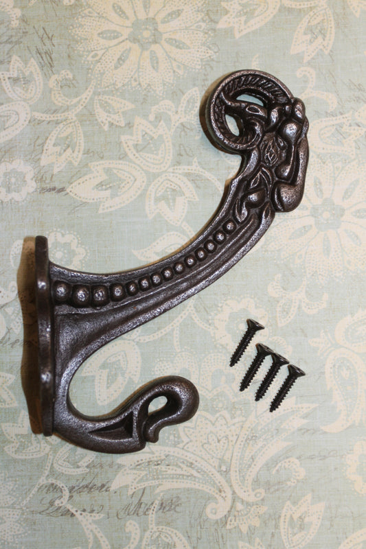 2-Large Double Wall Hooks,Elegant Victorian Design,Hanging Storage Solution,Free Ship,N-50A