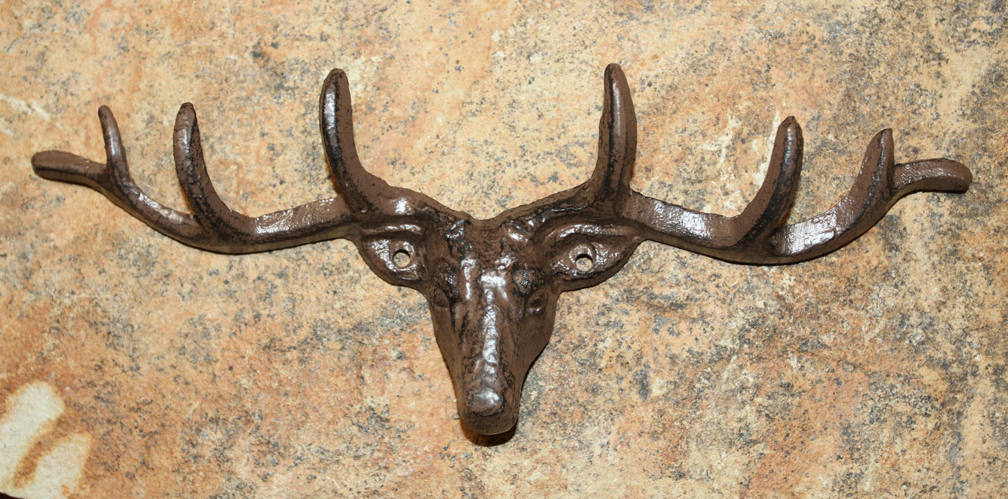 1-Large Wall Hook,DEER ANTLER RACK, 6 Useful Hooks,Western Decor,Hunting Accents, W-73