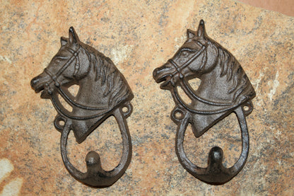 2-Wall Hooks,HORSE HEAD,Gifts,Country Ranch Style,Equestrian Decor,Gifts,W-8