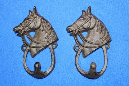2-Wall Hooks,HORSE HEAD,Gifts,Country Ranch Style,Equestrian Decor,Gifts,W-8