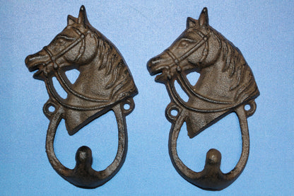 2-Wall Hooks,HORSE HEAD,Gifts,Country Ranch Style,Equestrian Decor,Gifts,W-8