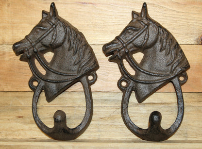2-Wall Hooks,HORSE HEAD,Gifts,Country Ranch Style,Equestrian Decor,Gifts,W-8
