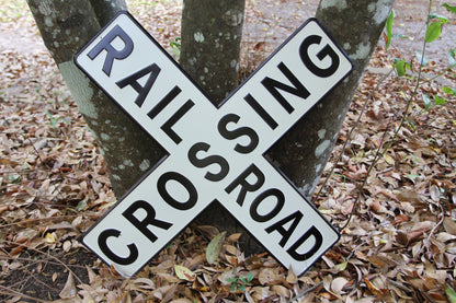 1-Enameled RAIROAD CROSSING Metal Sign,Hobby Room Accents,Transportation Decor,Gifts,RRW-T