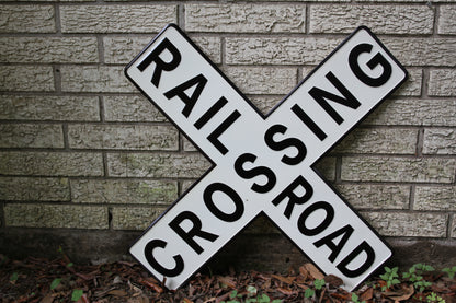 1-Enameled RAIROAD CROSSING Metal Sign,Hobby Room Accents,Transportation Decor,Gifts,RRW-T