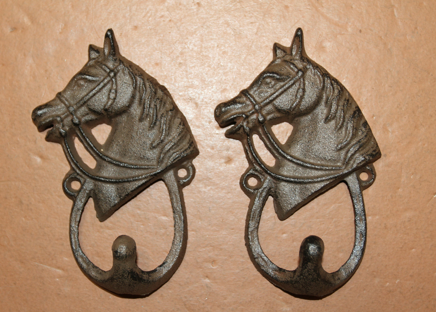 2-Wall Hooks,HORSE HEAD,Gifts,Country Ranch Style,Equestrian Decor,Gifts,W-8
