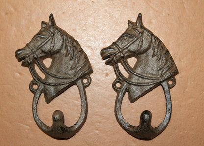 2-Wall Hooks,HORSE HEAD,Gifts,Country Ranch Style,Equestrian Decor,Gifts,W-8
