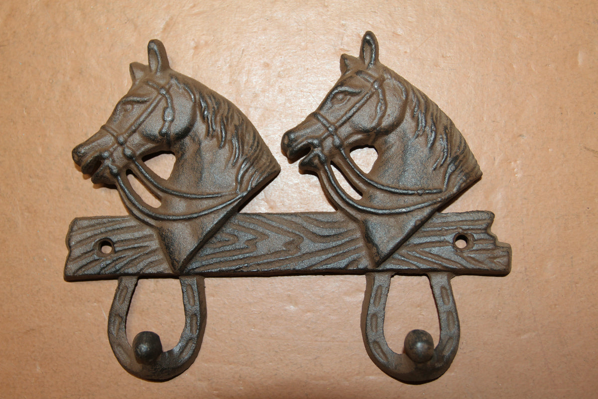 2-Detailed Horse Head Double Wall Hooks,Gifts,Country Look,Ranch Accents,W-60