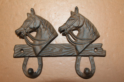 2-Detailed Horse Head Double Wall Hooks,Gifts,Country Look,Ranch Accents,W-60