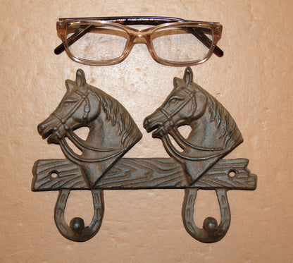 2-Detailed Horse Head Double Wall Hooks,Gifts,Country Look,Ranch Accents,W-60