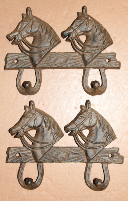 2-Detailed Horse Head Double Wall Hooks,Gifts,Country Look,Ranch Accents,W-60