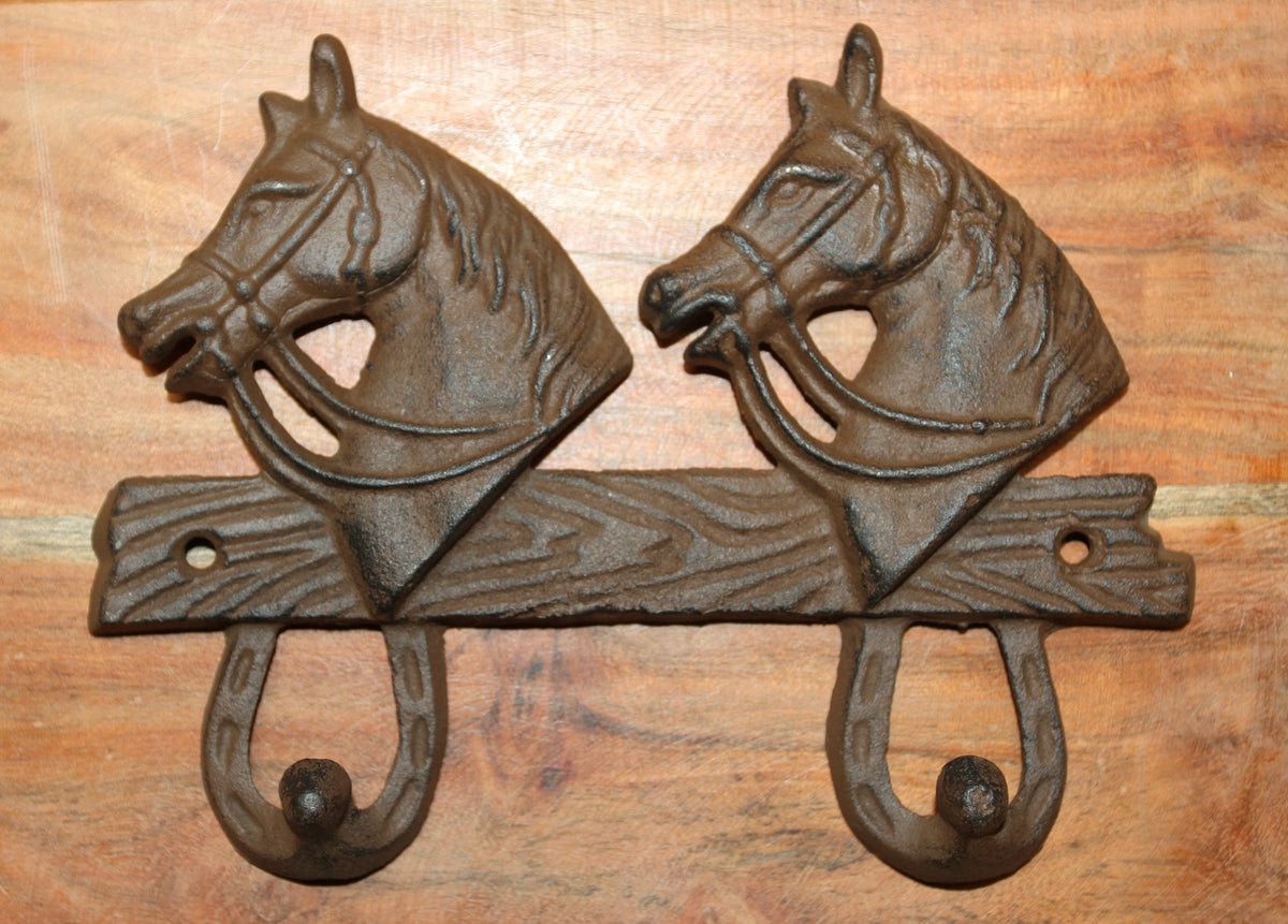 2-Detailed Horse Head Double Wall Hooks,Gifts,Country Look,Ranch Accents,W-60