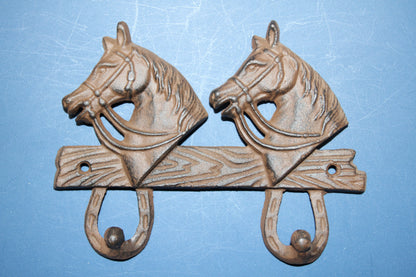2-Detailed Horse Head Double Wall Hooks,Gifts,Country Look,Ranch Accents,W-60