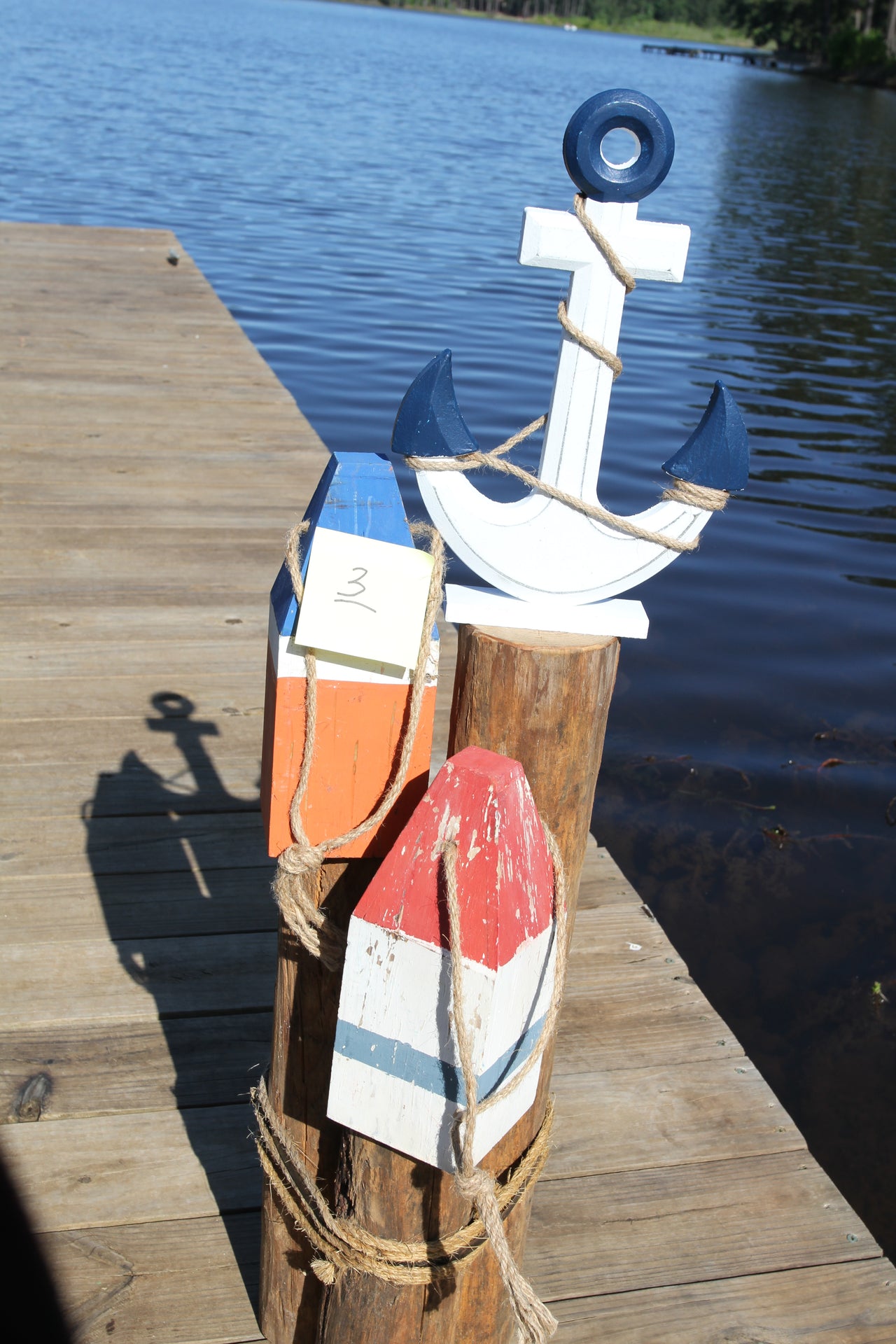 Beach Trio Stand Alone Anchor with two buoy markers. A favorite for beach decor, nautical decor and all-occasion gifts Ships Free! BD778,777