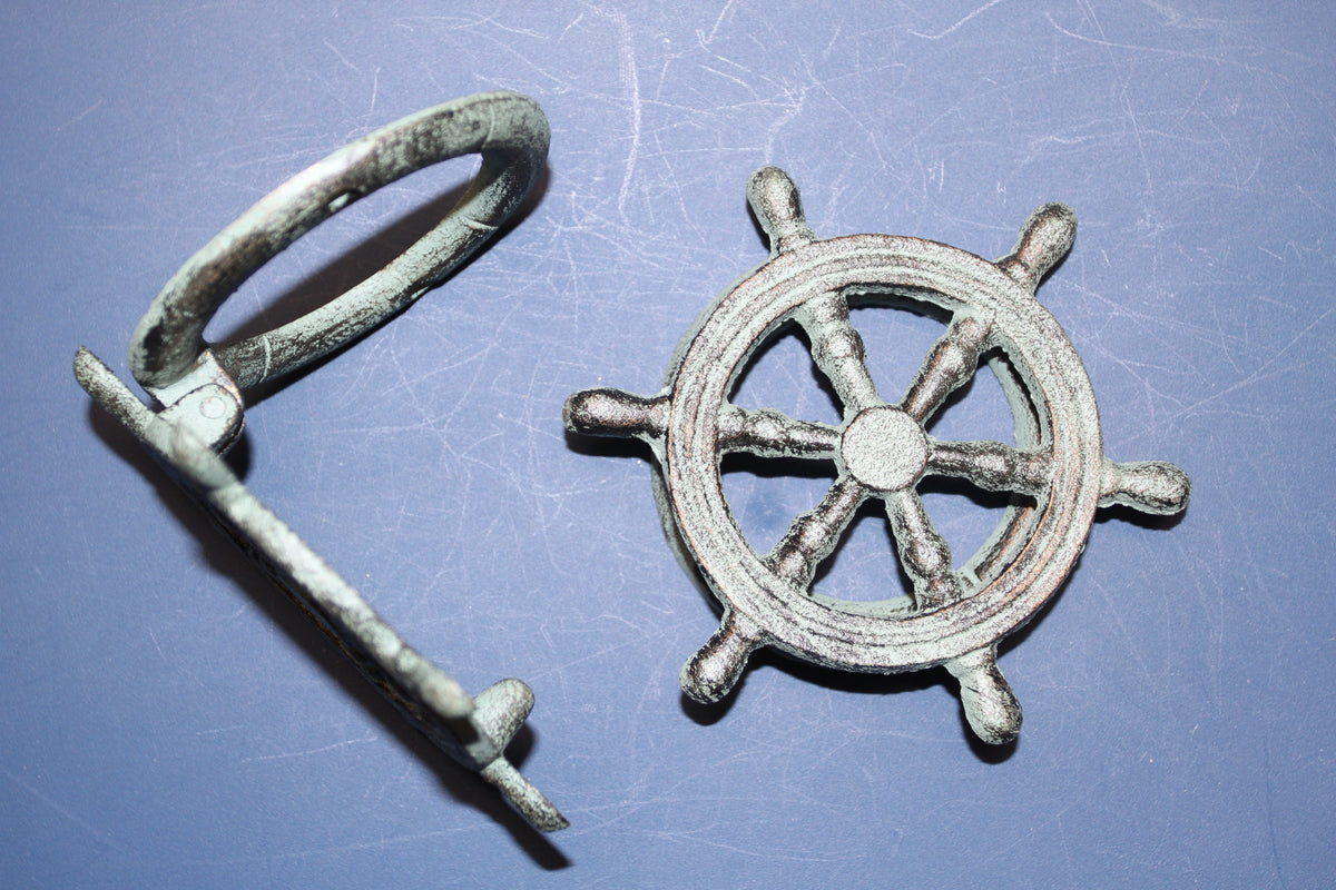 1-SHIPS WHEEL DOOR KNOCKER,Boating Decor,Nautical Accents,Solid Metal,Gifts,BL-50