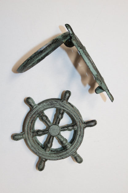 1-SHIPS WHEEL DOOR KNOCKER,Boating Decor,Nautical Accents,Solid Metal,Gifts,BL-50