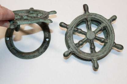 1-SHIPS WHEEL DOOR KNOCKER,Boating Decor,Nautical Accents,Solid Metal,Gifts,BL-50