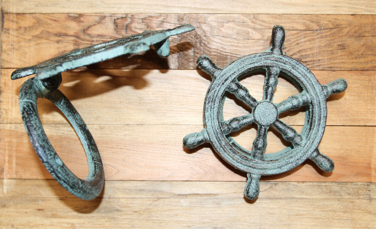 1-SHIPS WHEEL DOOR KNOCKER,Boating Decor,Nautical Accents,Solid Metal,Gifts,BL-50