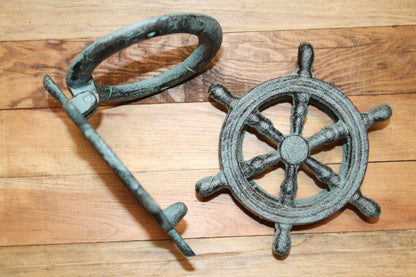 1-SHIPS WHEEL DOOR KNOCKER,Boating Decor,Nautical Accents,Solid Metal,Gifts,BL-50