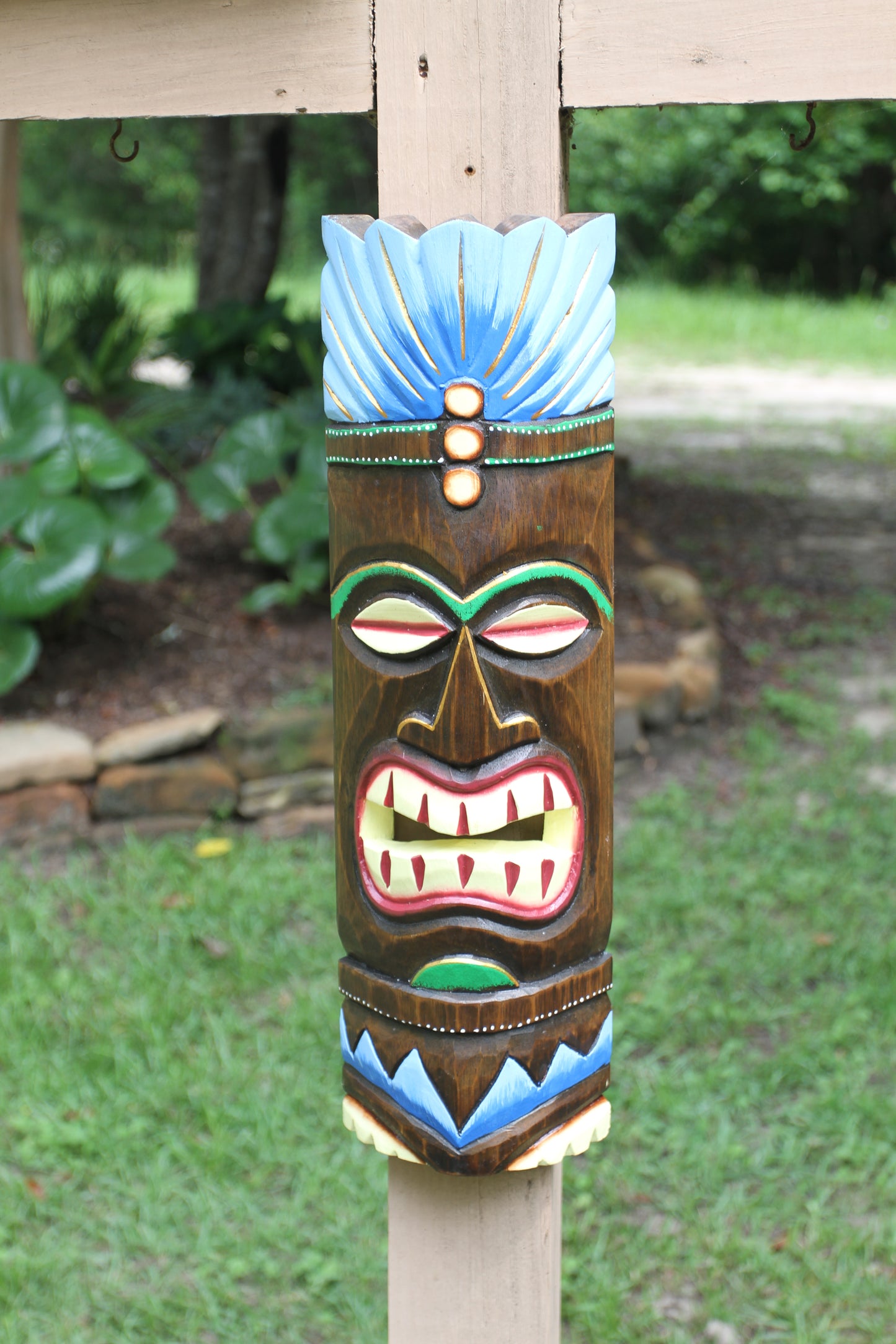WALL DECOR, DECORATIVE TIKI MASKS, Tiki Bar Decor, Beach Home Decor, Blue Top Tiki Mask,  BH-TM-1