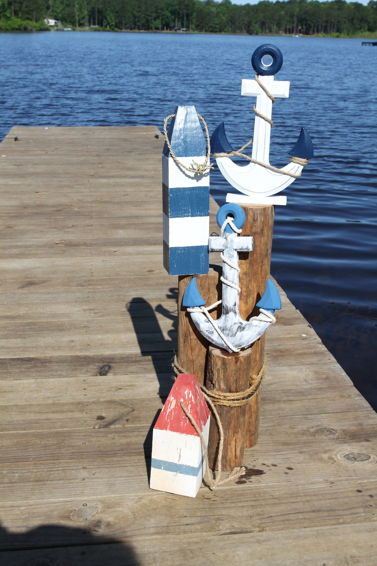 Harbor Sands Combination of 4 Beach Decor Collectibles ~ Anchors and buoy markers made of solid wood. Ships Free! BD-0004