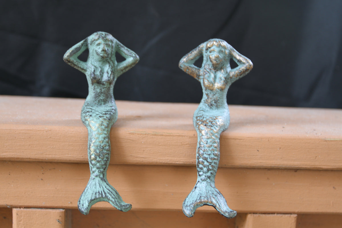 2-Whinsical Shelf Sitting MERMAIDS,Coastal Accents,Beach Decor,Mythical,Folflore,Gifts, N-68